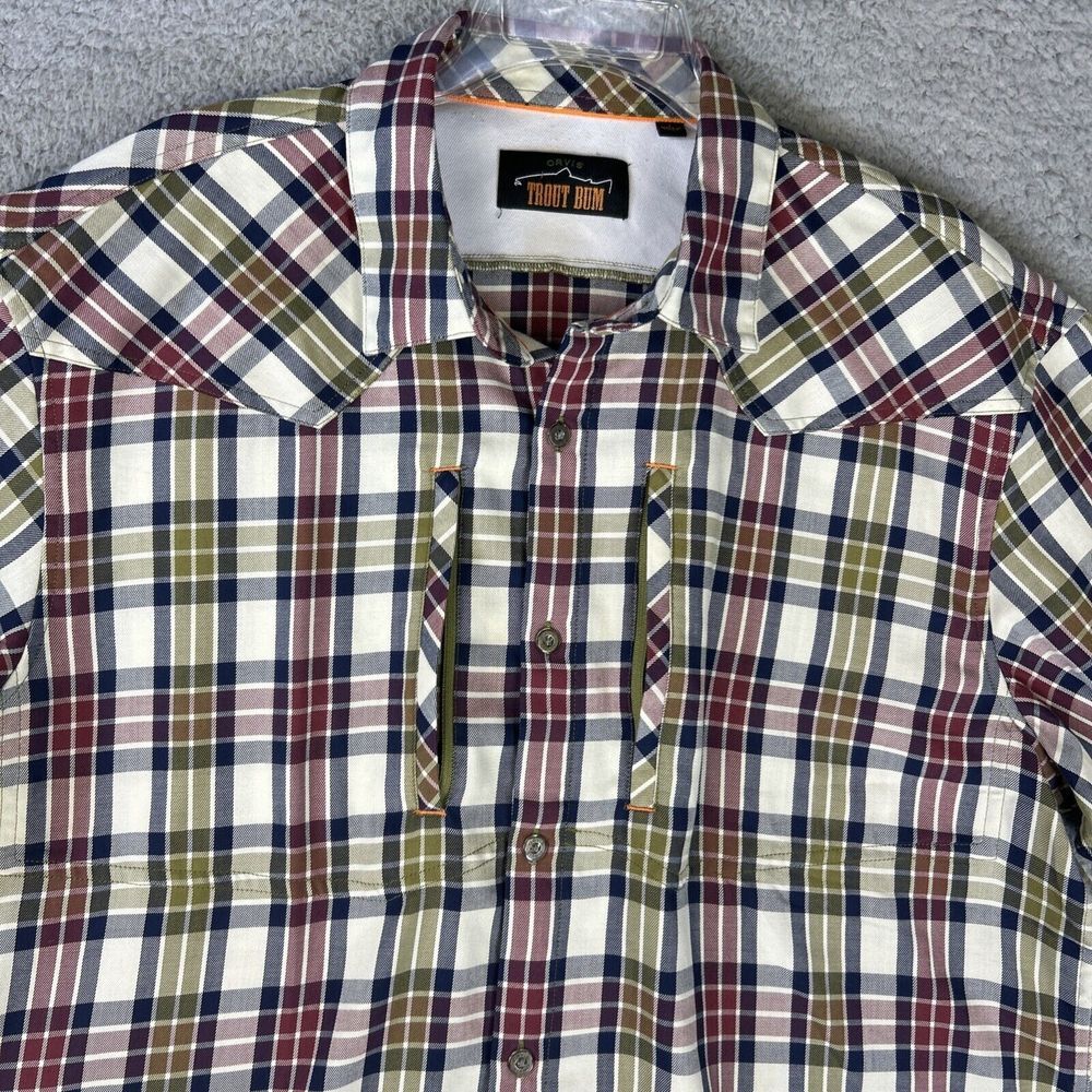 Orvis‎ Trout Bum Shirt Mens Mens Large Red Green Plaid Flannel Button Up - Picture 3 of 9